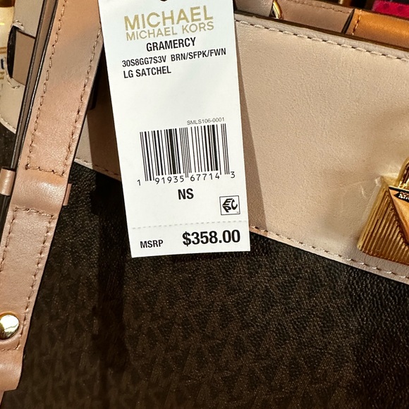 Michael Kors ❤️ Gramercy Large Satchel Handbag - Brown/soft pink/fawn NWT - Picture 2 of 12